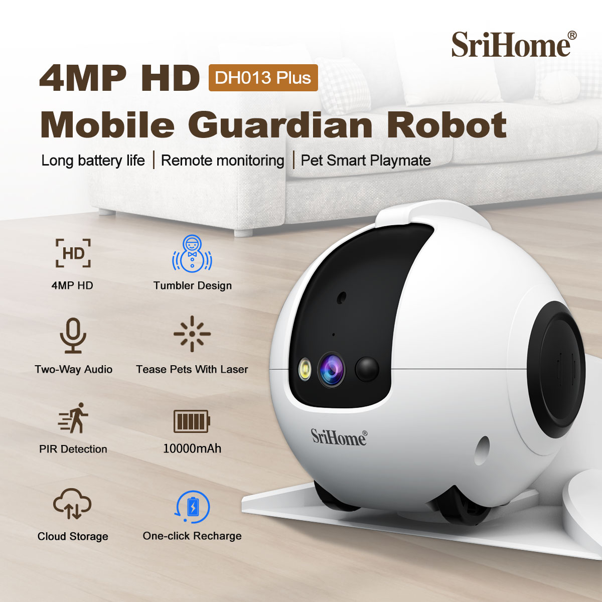 Home Security Robot - Kamera IP Dome 4MP Srihome APP